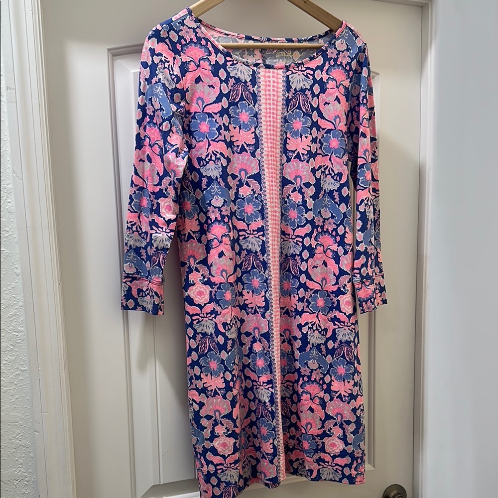 Lilly Pulitzer Marlowe Dress Iris Blue Werk it Engineered Boat Neck Floral